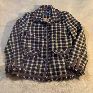 Robert Louis|  VTG Brown Confetti Tweed Blazer Fringed Accents - Women's Size S